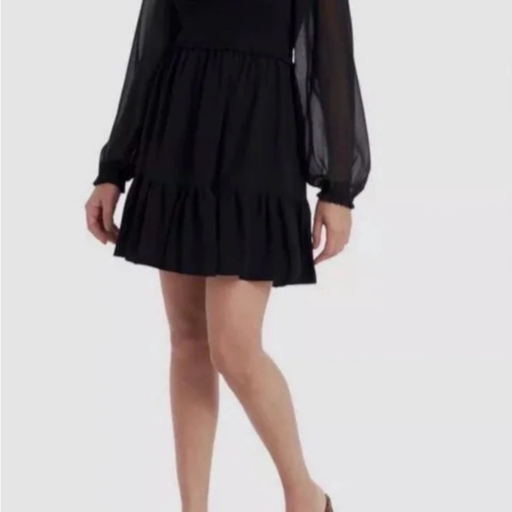 1. State Black Chiffon Smoked Mini Dress